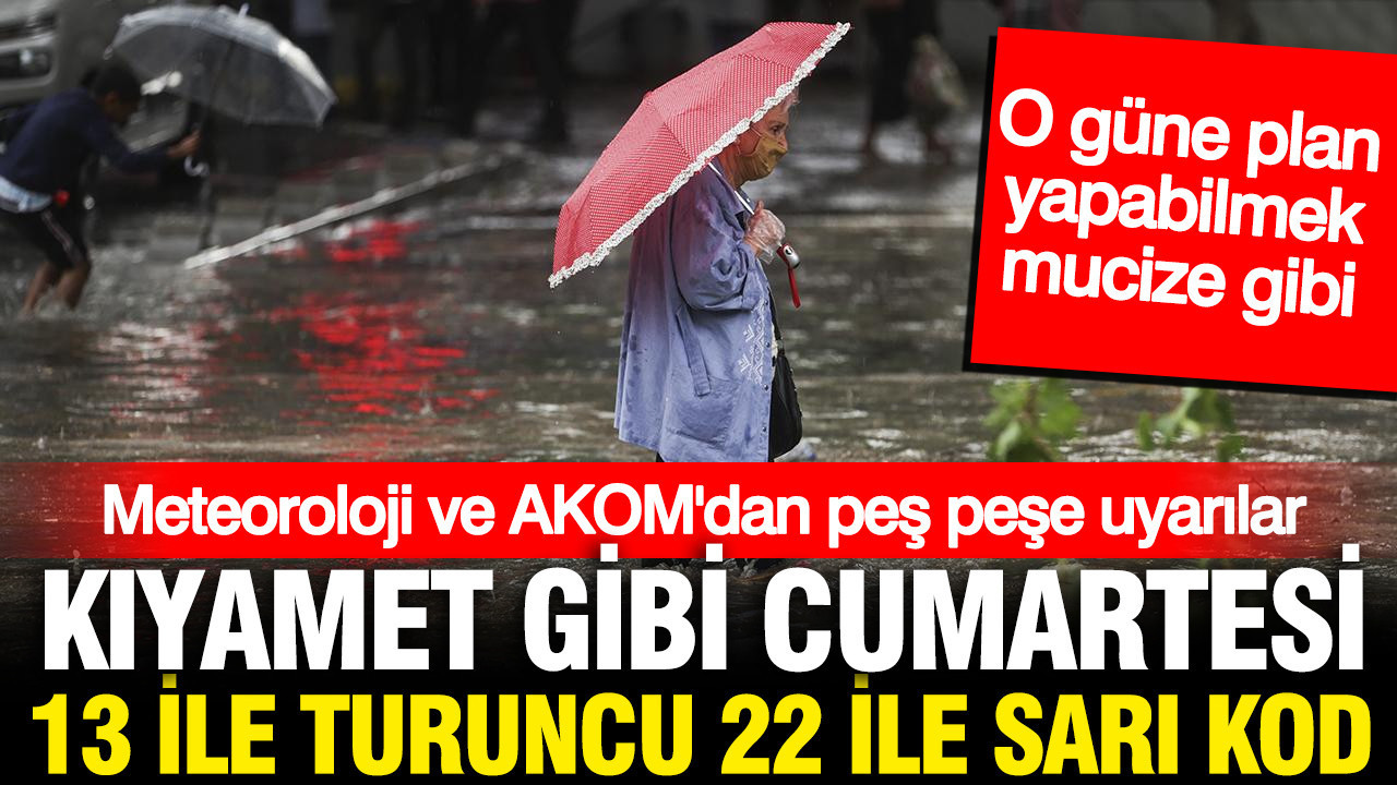 Meteoroloji ve AKOM’dan peş peşe uyarılar: 13 ile turuncu, 22 ile sarı kodlu alarm